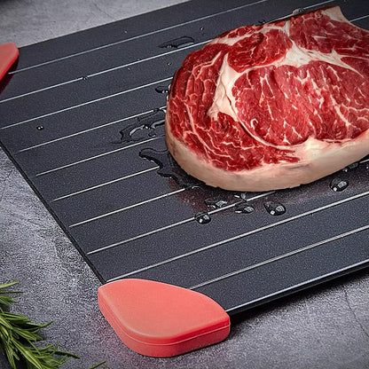 RapidThaw aluminum defrosting tray for frozen meat and food