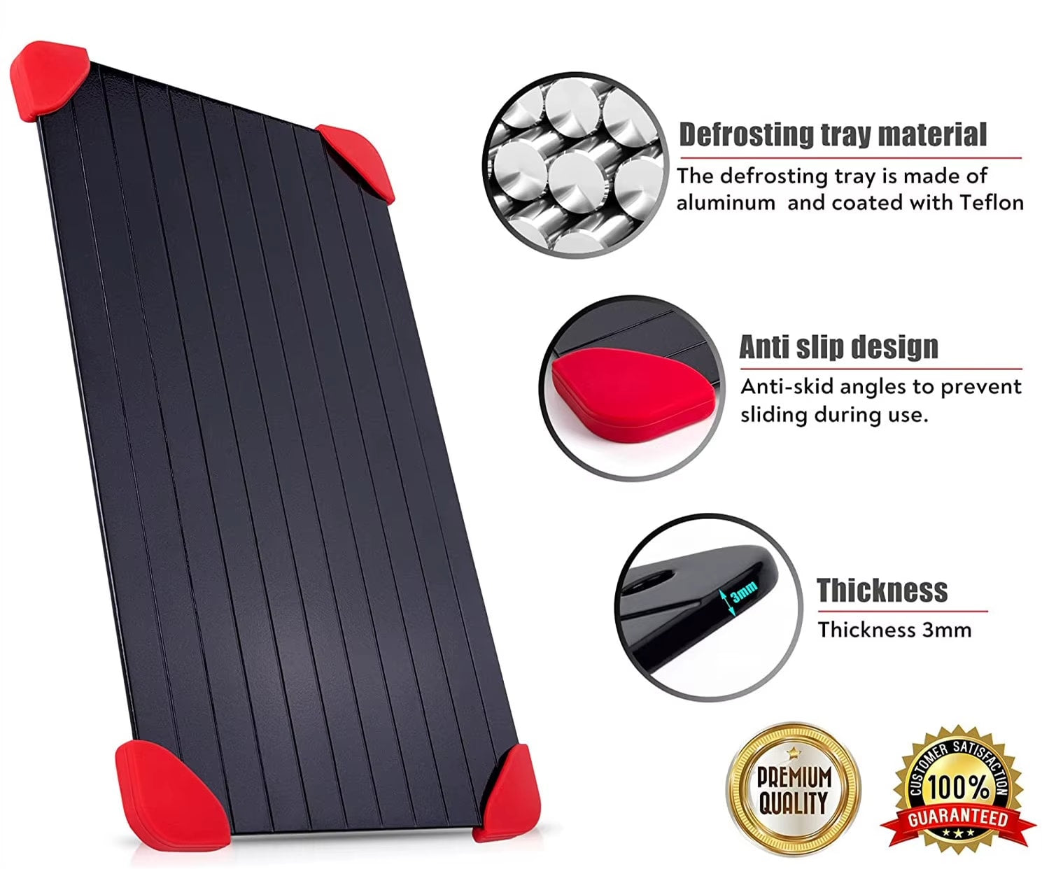 RapidThaw aluminum defrosting tray for frozen meat and food