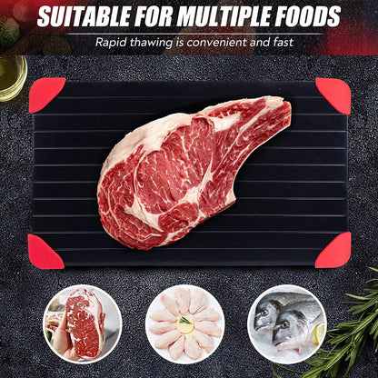 RapidThaw aluminum defrosting tray for frozen meat and food